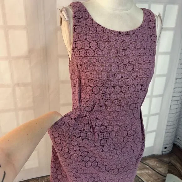 Maeve Anthropologie lavender Purple Lace Sleeveless sheath Dress Size 4 - Picture 2 of 9